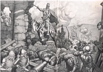 Henry V vid belägringen av Harfleur, illustration från 