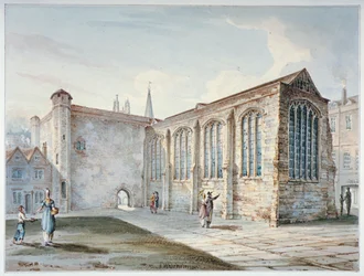 Holy Trinity Chapel, Leadenhall Street, känt som Leadenhall Chapel, City of London, 1805.