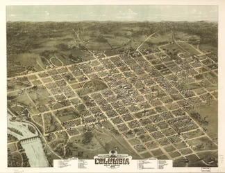 Fågelperspektiv över staden Columbia, South Carolina 1872.