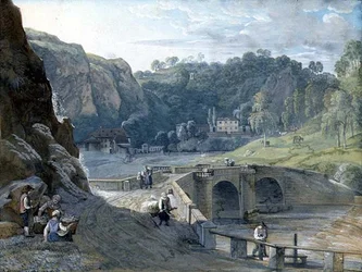 Utsikt över Elbe (akvarell på papper)