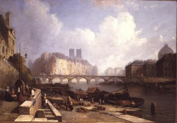 Ile de la Cite, Paris, från Quai du Louvren (olja på duk)