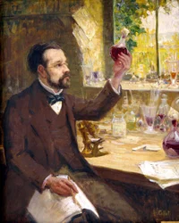 Louis Pasteur studerar jäsningen av druvjuice