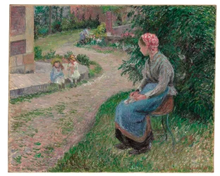 En tjänare som satt i trädgården i Eragny, 1884