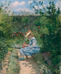 Jeanne i trädgården, Pontoise, ca 1872