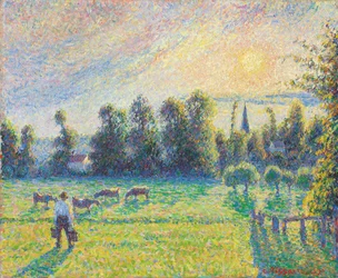 Betesmark, solnedgång, Eragny; Betesmark, solnedgång, Eragny, 1890