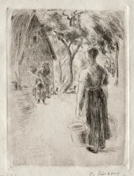Bondekvinna som bär hinkar, 1889.