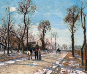 Vägen till Versailles, Louveciennes, vintersol och snö, ca. 1870