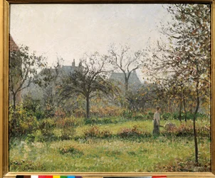 Kvinna i en fruktträdgård, höstmatiné, trädgård av Eragny Målning av Camille Pissarro (1830-1903) 1897 Sön. 0,54x0,65 m Paris, musee d