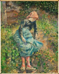La bergere eller Jeune fille a la baguette, paysanne assise (olja på duk)