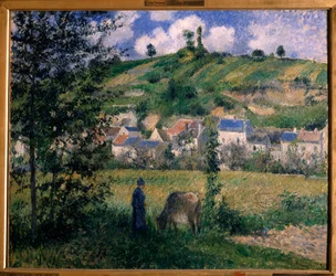 Landskap i Chaponval-målning av Camille Pissarro (1830-1903) 1880 sön. 0,54x0,65 m Paris, musee d