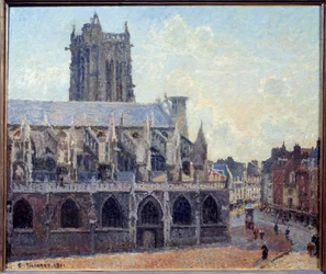 Saint Jacques Church i Dieppe Målning av Camille Pissarro (1830-1903) 1901 Sön. 0,54x0,65 m Paris, Orsay museum - Kyrkan Saint Jacques i Dieppe. Målning av Camille Pissarro (1830-1903)