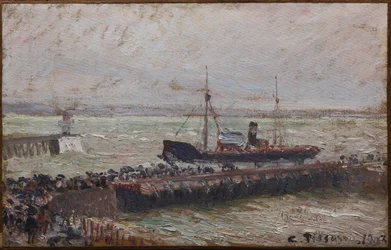 Fartyg på väg in i hamnen i Le Havre