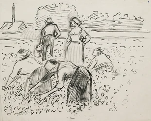 Studie av fem bondefigurer som arbetar på en åker, 1887