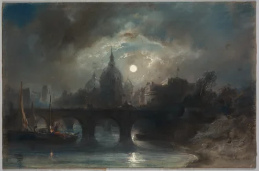 Utsikt över en stad på natten, 1831.