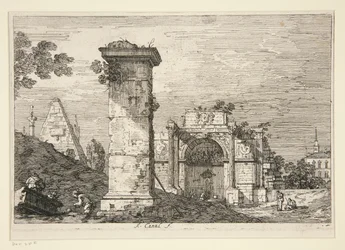Landskap med ruinerade monument, från serien Vedute (Views)
