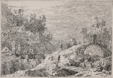 Bergslandskap med fem broar, från serien Vedute (Views)