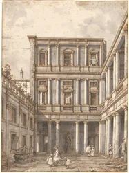 En venetiansk innergård, i Procuratie Nuove, ca. 1760.