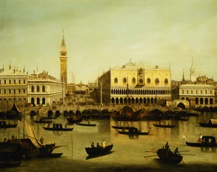 En utsikt över Molo från Bacino di San Marco, Venedig,