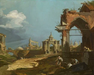 Canaletto - En Capricciovy med en spetsig båge 1742-44