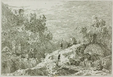 Bergslandskap med fem broar, från Vedute