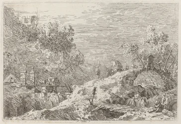 Bergslandskap med fem broar, ca. 17351746.