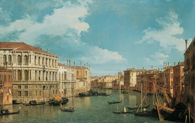 Canal Grande, Venedig, med utsikt mot nordväst, med Palazzo Pesaro, Palazzo Foscarini och toppen av S. Stae till vänster och Palazzo Vendramin-Calergi och S. Marcuola till höger