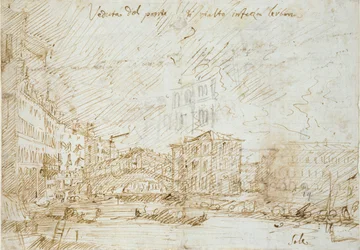 Venedig: Ponte di Rialto, mitten av 1700-talet
