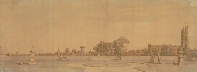 Warwick: Staden och slottet från Priory Gardens