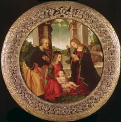 Den heliga familjen med en ängel