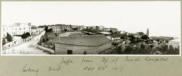 Jaffa från toppen av det franska sjukhuset blickar västerut, 2 december 1917