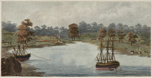 Sydney Cove, 1788 (handfärgad kopparstick)