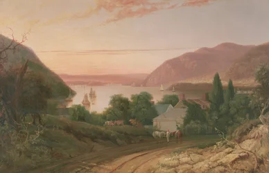 Hudsonfloden med en avlägsen vy över West Point