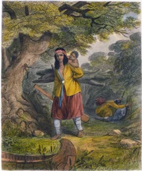 Indiankvinnor som samlar bränsle, 1853