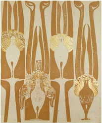 Bakgrundsdesign av Carel Adolph Lion Cachet (1864-1945). Färglitografi, storlek: 62,5x51,4