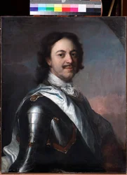 Peter den store - Porträtt av kejsar Peter I den store (1672-1725). 77 x 62 - Privatsamling