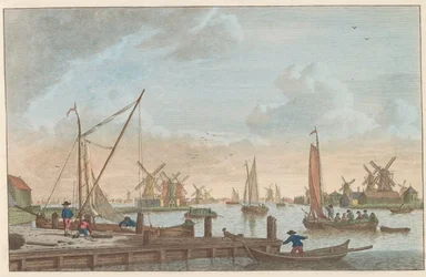 Zaan i Wormerveer, ca 1790 Wormerveer van de Poelsluis / Wormerveer aupres du Saan (titel på objekt)