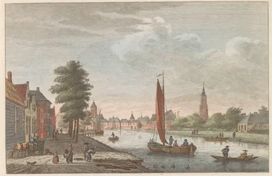 Utsikt över Amersfoort, ca 1790 Delft van de Vaart på displayen / Delft prize du Cote de la riviere dit le Schie (titel på objekt)