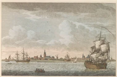 Utsikt över Hoorn, ca 1790 Utsikt över staden Hoorn / Vue dela Ville de Horn, situee sur le bord du Zuiderzee (titel på objekt)