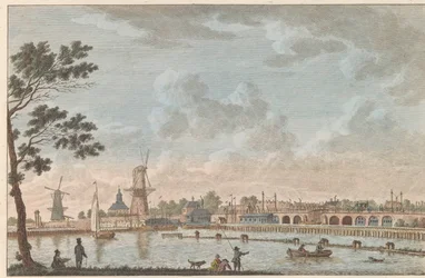 Gezicht op de Hogesluis, ca. 1790 Hooge Amstel Sluis te Amsterdam / Höga bron, kallad hoog sluis - tidigare kallad Lovers