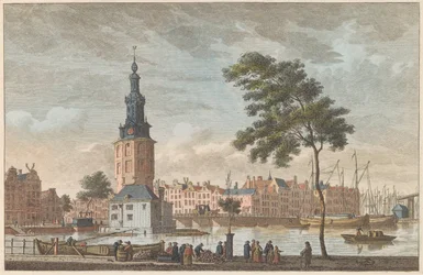 Montelbaanstoren i Amsterdam, ca 1790 Mont-Albans Tower i Amsterdam / Tour du Mont Alban à Amsterdam (titel på objektet)