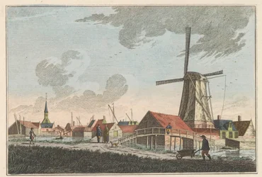 Nieuwendam, ca 1790 Nieuwendam. I väster, kan ses från Meerdijk (titel på objekt)