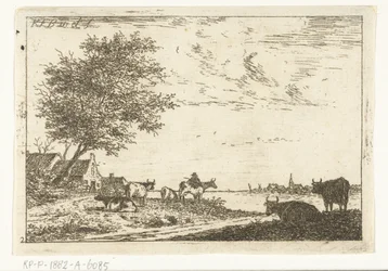 Flodlandskap med bonde och kor på gården Landskap (serietitel)