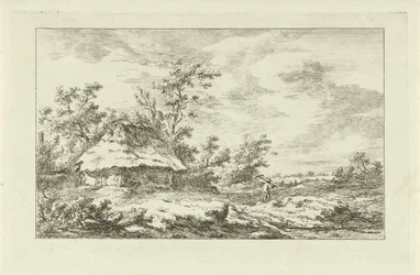 Man med kratta vid en lada Landscapes (A-F) (serietitel)