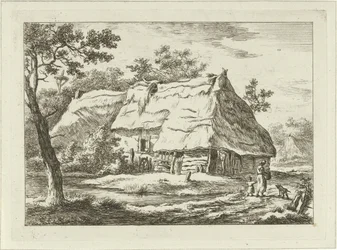 Kvinna med barn på en gård Landskap (1-6) (serietitel)