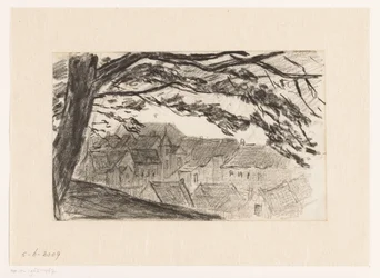 Stadsbild av Kleve med träd i förgrunden