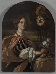 Catharina van Heemskerck med solrosor (olja på pannå)