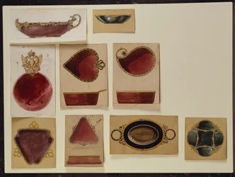 Samling av fatdesigner, House of Carl Faberge (penna och akvarell på papper)