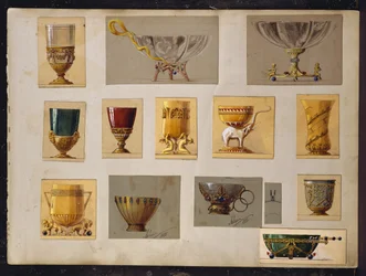 Urval av mönster, House of Carl Faberge (penna och akvarell på papper)