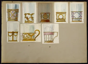 Urval av mönster, House of Carl Faberge (penna och akvarell på papper)