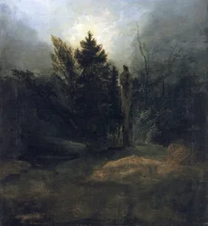 Minnesmärke i skogen
